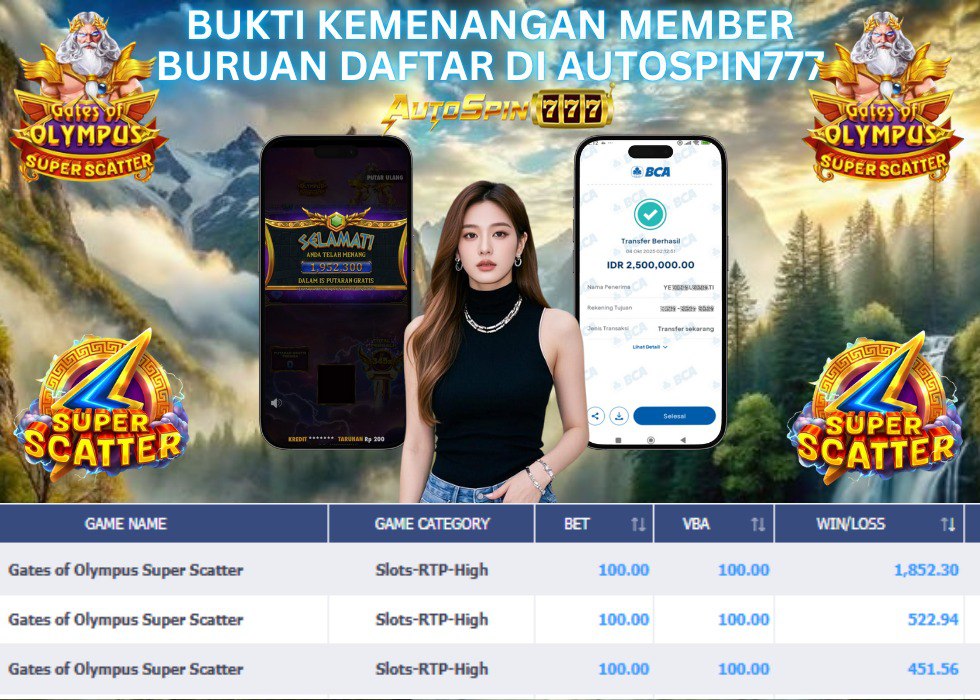 AUTOSPIN777 : BUKTI RESMI PEMBAYARAN KEMENANGAN SLOT : GATES OLYMPUSH SUPER SCATTER RP. 2.500.000.- LUNAS 05 OCT 2025