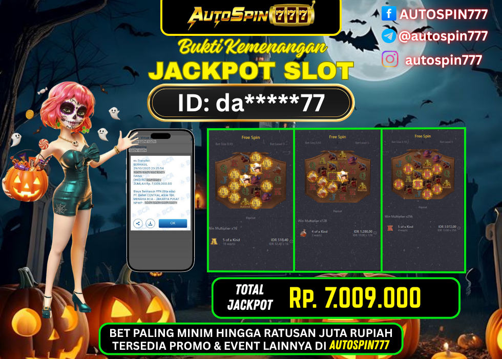 AUTOSPIN777 : BUKTI RESMI PEMBAYARAN KEMENANGAN SLOT : WILD BOUNTY SHOWDOWN RP. 7.009.000.- LUNAS 30 OCT 2025